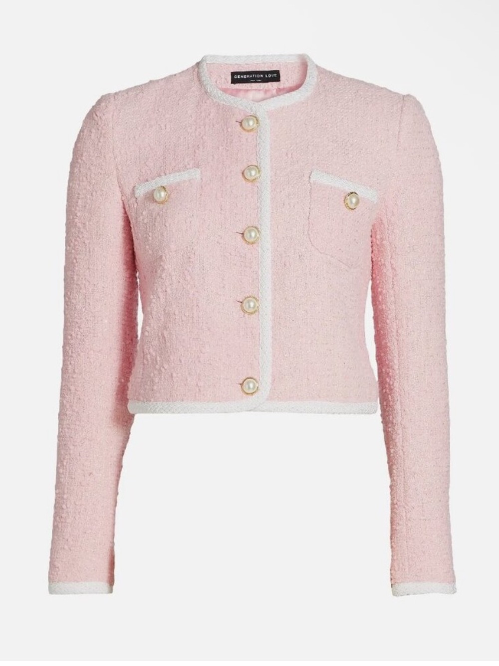Generation Love Amber Tweed Jacket in 
Ballet Slipper Light Pink Boucle NEW L - Picture 9 of 9